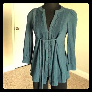 Tunic length boho peasant top